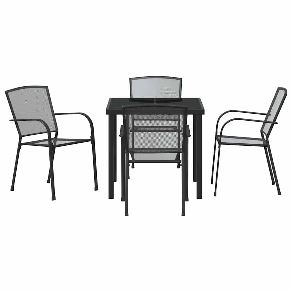 Tuin eettafelset 5 pcs Antraciet Gepoedercoat staal