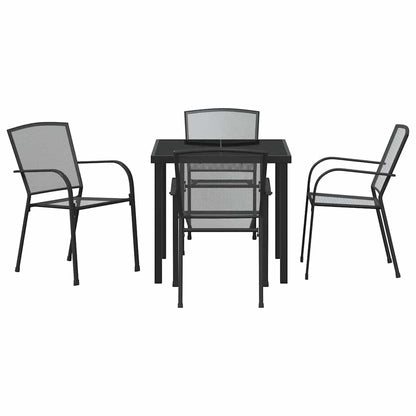 Tuin eettafelset 5 pcs Antraciet Gepoedercoat staal