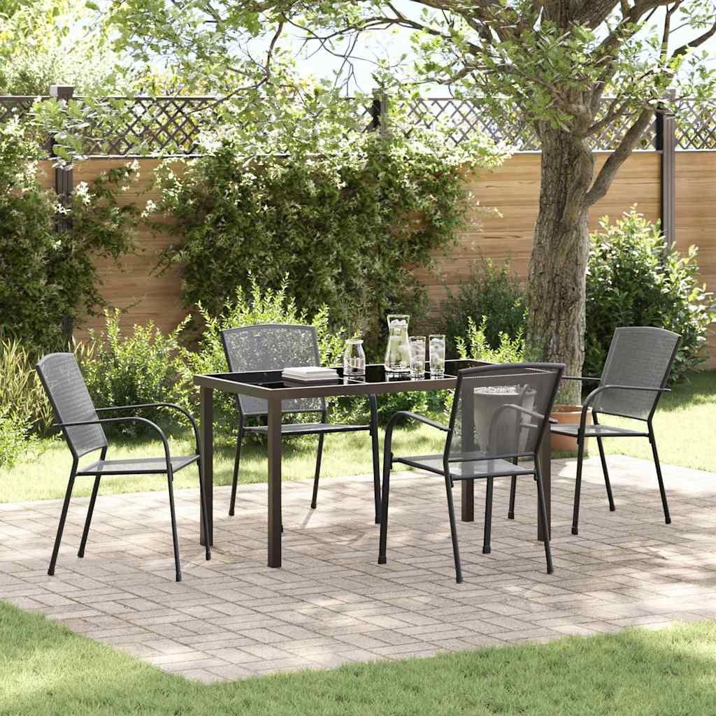 Tuin Eettafelset 5 Pcs Antraciet Gepoedercoat Staal 4-persoons