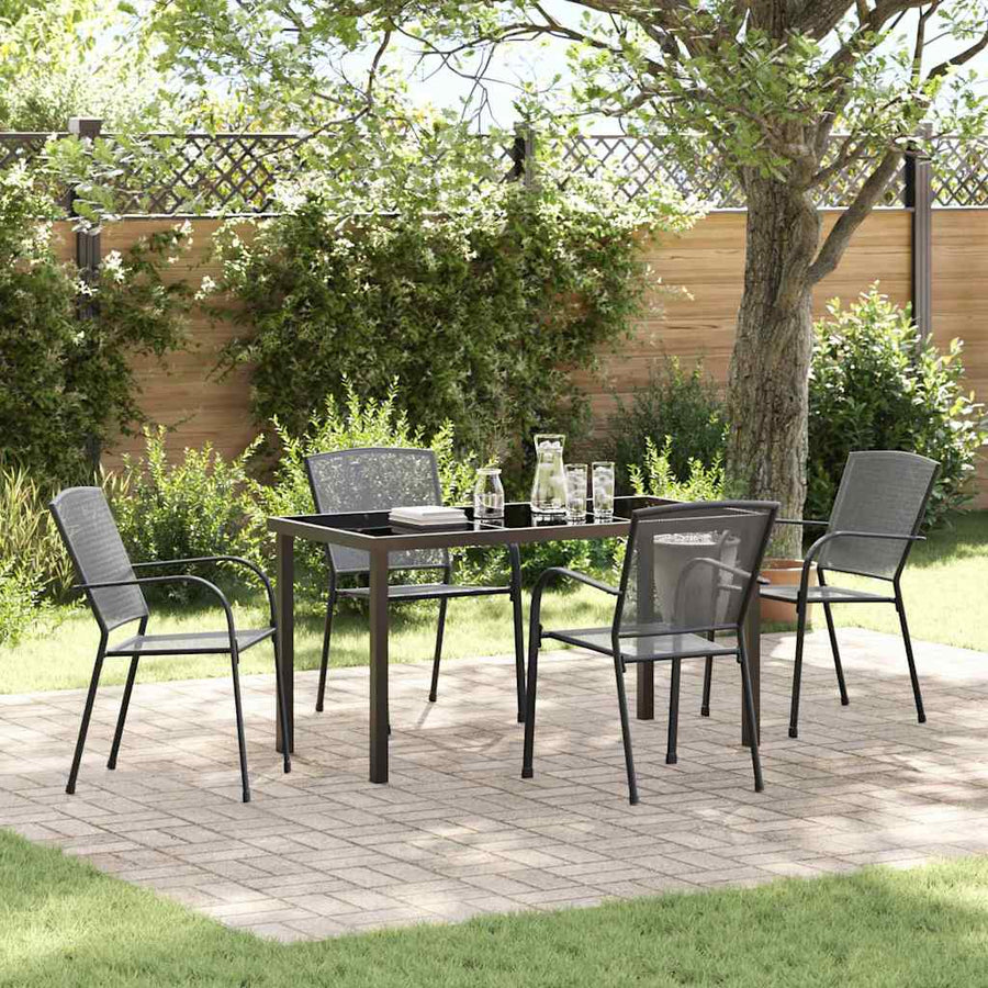 Tuin Eettafelset 5 Pcs Antraciet Gepoedercoat Staal 4-persoons