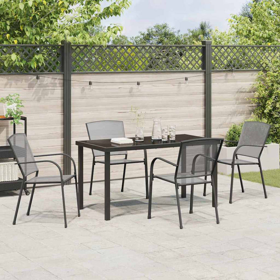 Tuin Eettafelset 5 Pcs Antraciet Gepoedercoat Staal 4-persoons
