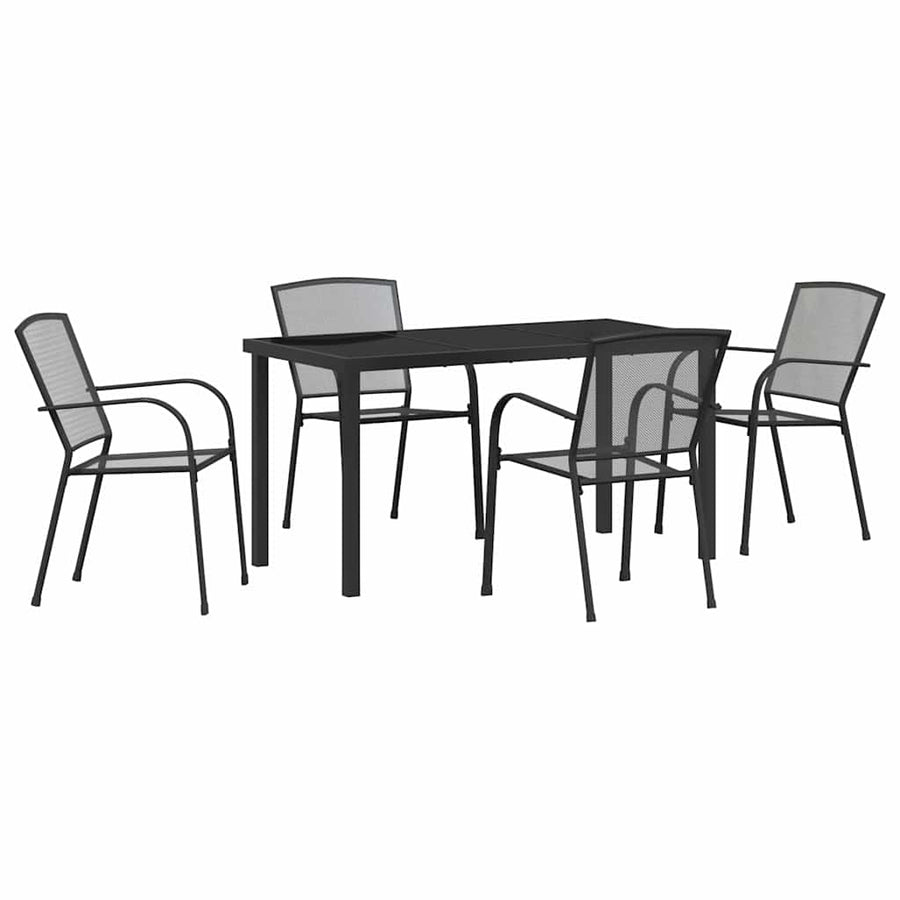 Tuin Eettafelset 5 Pcs Antraciet Gepoedercoat Staal 4-persoons