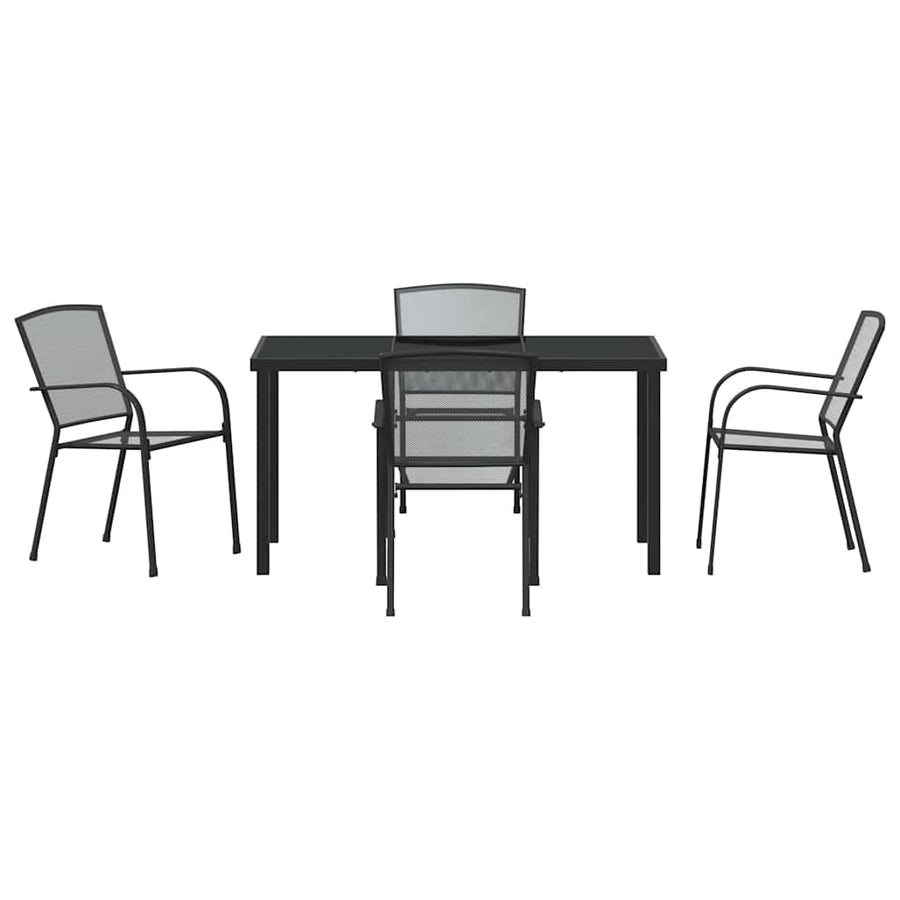 Tuin Eettafelset 5 Pcs Antraciet Gepoedercoat Staal 4-persoons