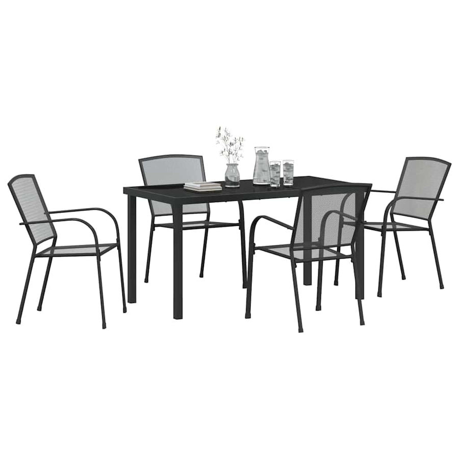 Tuin Eettafelset 5 Pcs Antraciet Gepoedercoat Staal 4-persoons