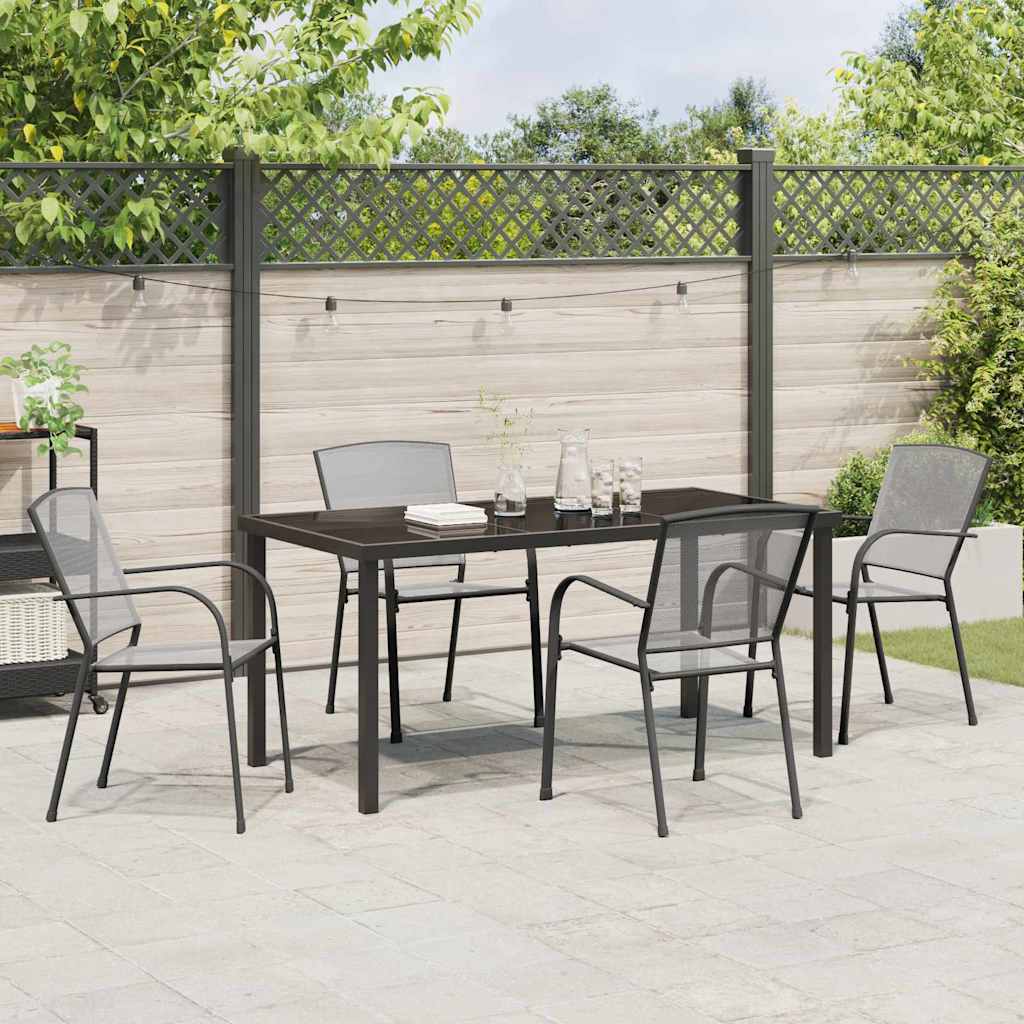 Tuin Eettafelset 5 Pcs Antraciet Gepoedercoat Staal 4-persoons 160 cm