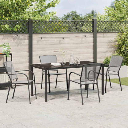 Tuin Eettafelset 5 Pcs Antraciet Gepoedercoat Staal 4-persoons 160 cm