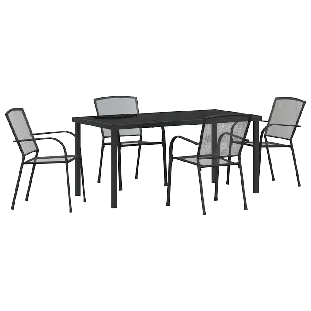 Tuin Eettafelset 5 Pcs Antraciet Gepoedercoat Staal 4-persoons 160 cm