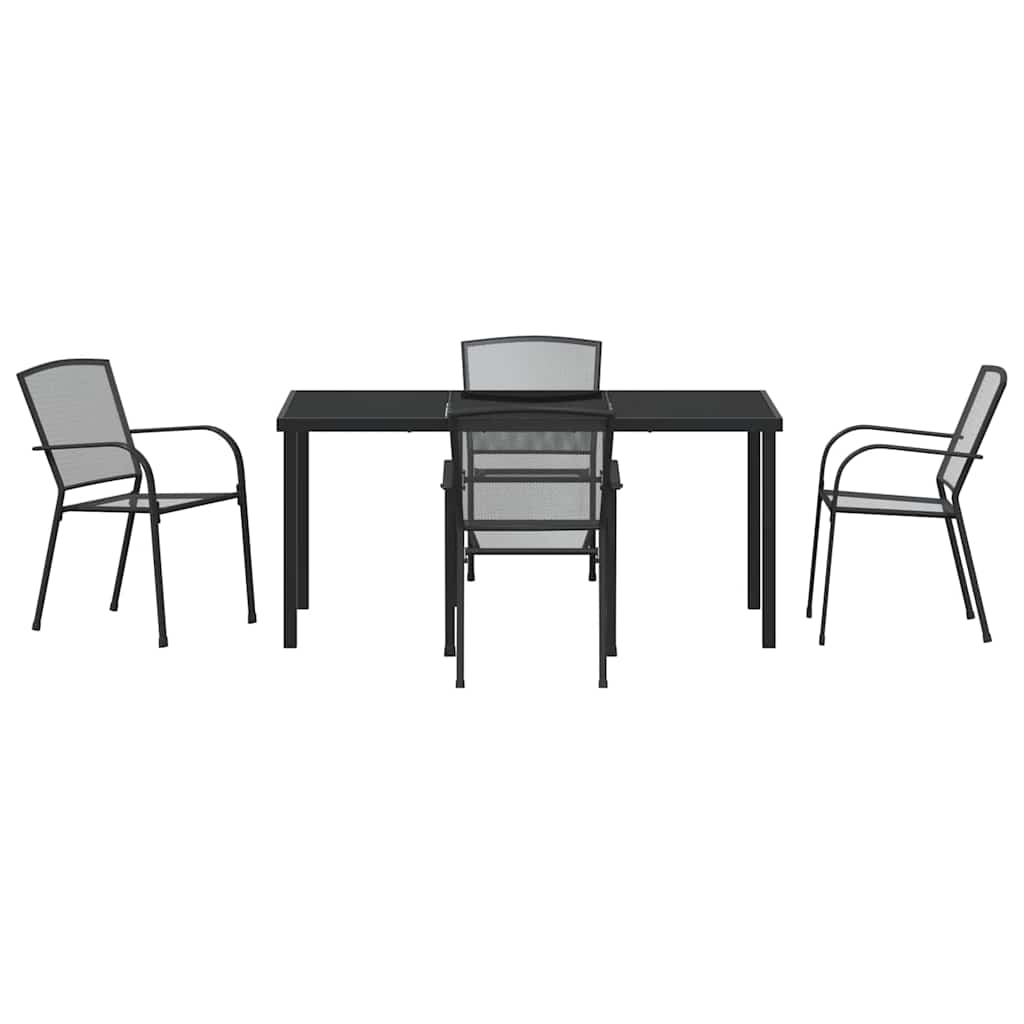 Tuin Eettafelset 5 Pcs Antraciet Gepoedercoat Staal 4-persoons 160 cm