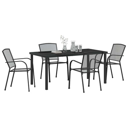 Tuin Eettafelset 5 Pcs Antraciet Gepoedercoat Staal 4-persoons 160 cm