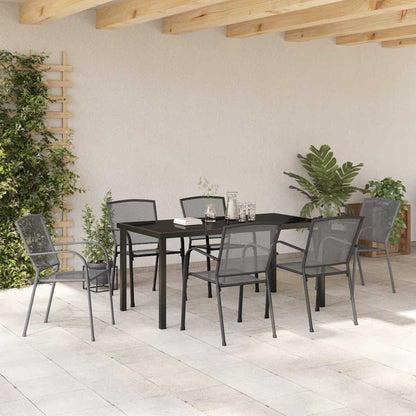 Tuin Eettafelset 7 Pcs Antraciet Gepoedercoat Staal 6-persoons 160 cm