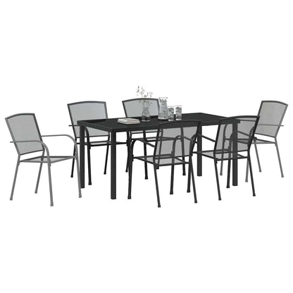 Tuin Eettafelset 7 Pcs Antraciet Gepoedercoat Staal 6-persoons 160 cm