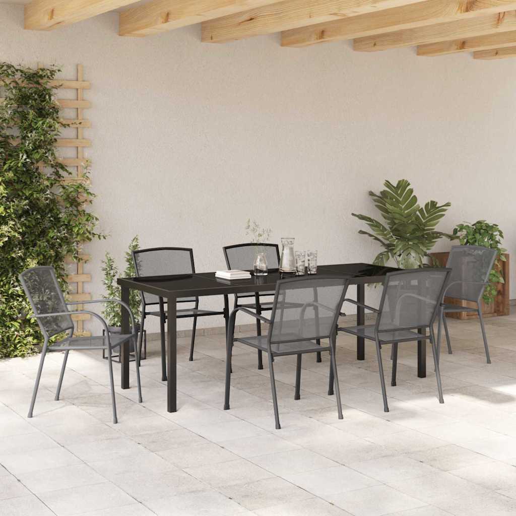 Tuin Eettafelset 7 Pcs Antraciet Gepoedercoat Staal 6-persoons