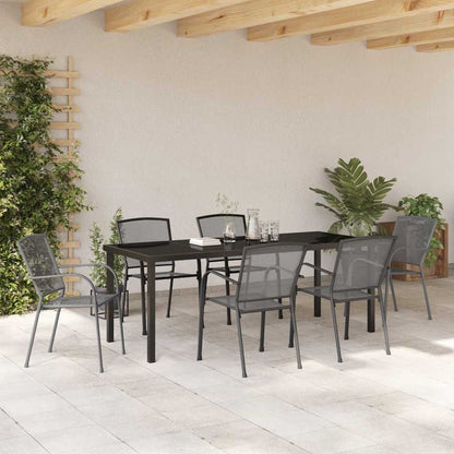Tuin Eettafelset 7 Pcs Antraciet Gepoedercoat Staal 6-persoons