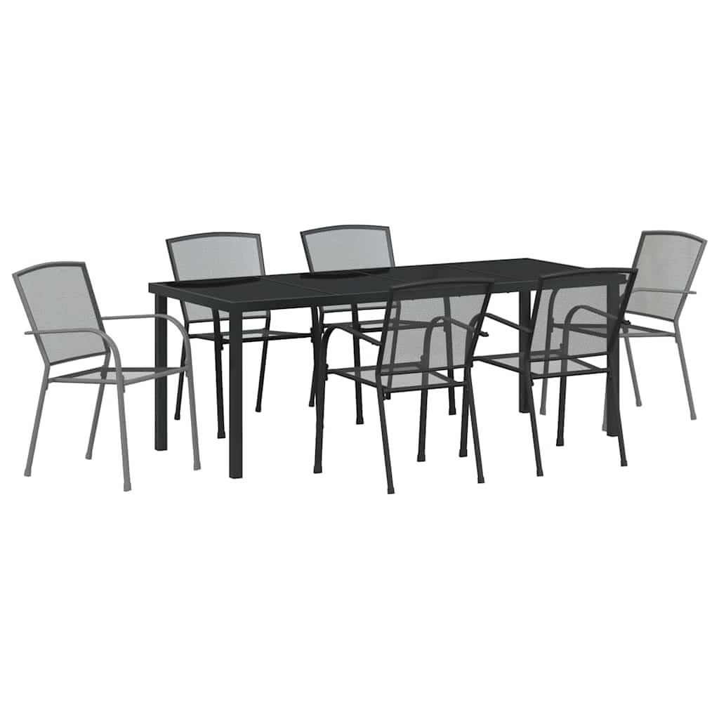 Tuin Eettafelset 7 Pcs Antraciet Gepoedercoat Staal 6-persoons