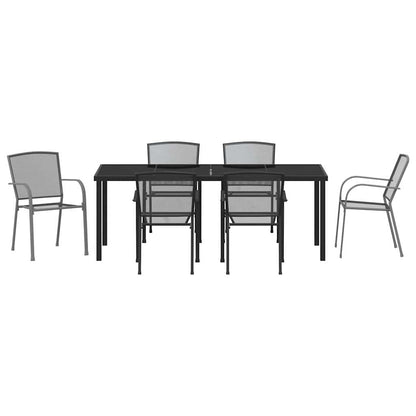 Tuin Eettafelset 7 Pcs Antraciet Gepoedercoat Staal 6-persoons