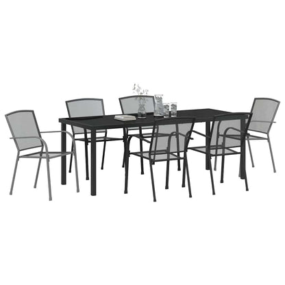 Tuin Eettafelset 7 Pcs Antraciet Gepoedercoat Staal 6-persoons