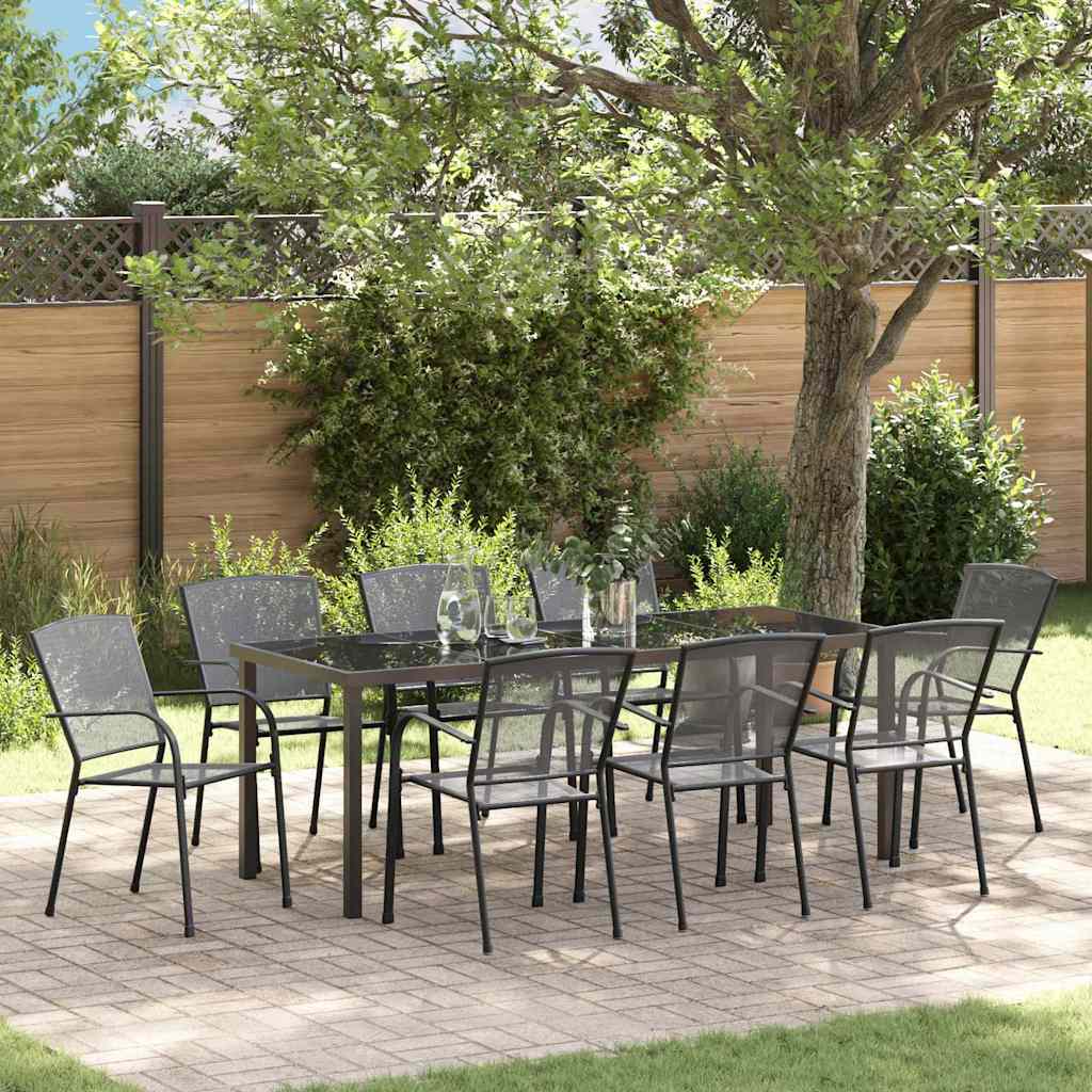 Tuin Eettafelset 9 Pcs Antraciet Gepoedercoat Staal 8-persoons