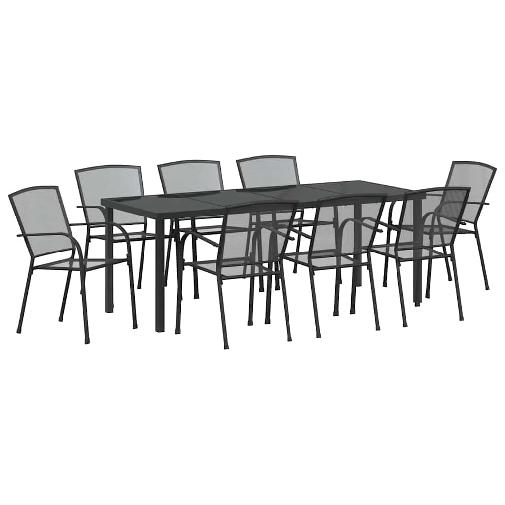 Tuin Eettafelset 9 Pcs Antraciet Gepoedercoat Staal 8-persoons
