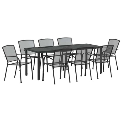 Tuin Eettafelset 9 Pcs Antraciet Gepoedercoat Staal 8-persoons