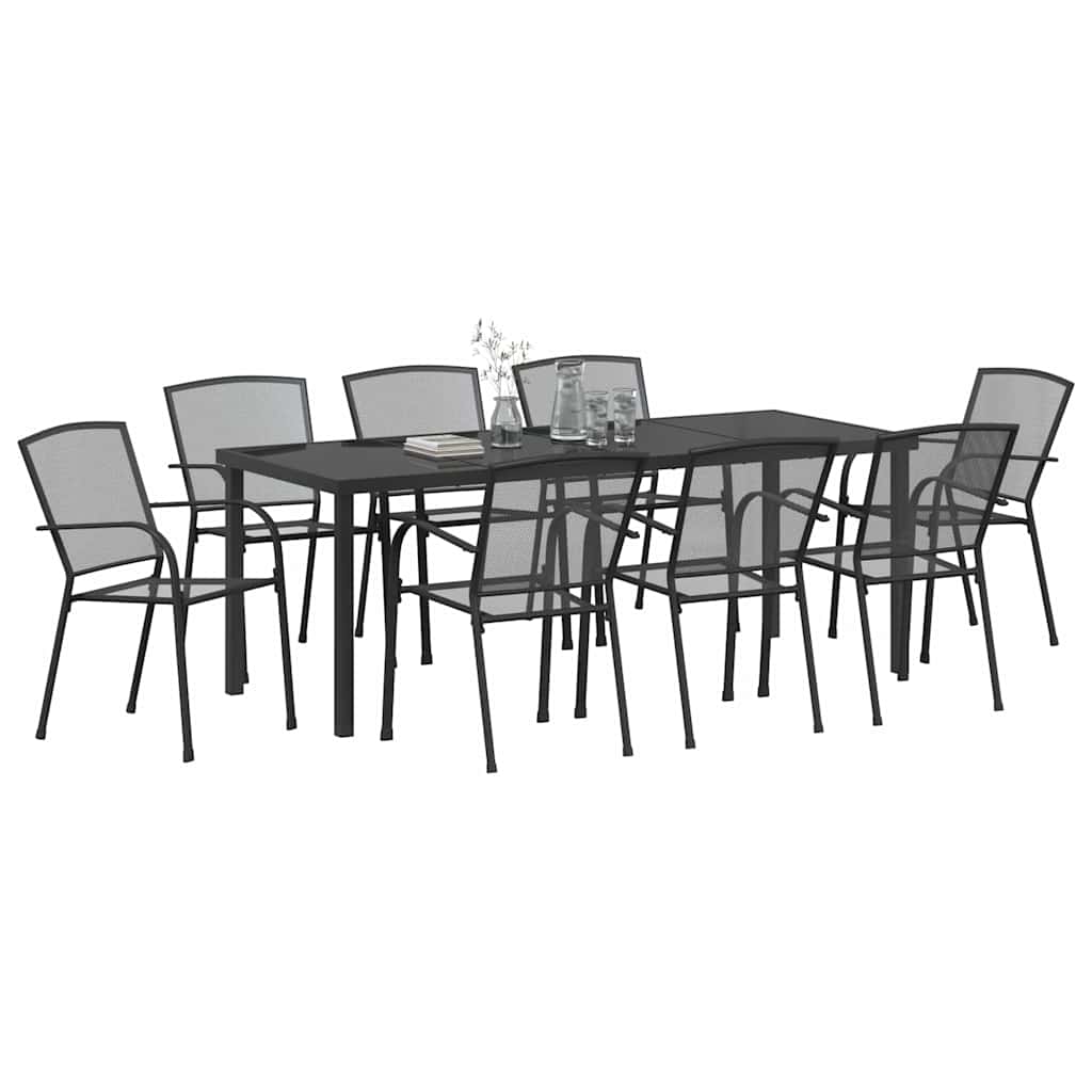 Tuin Eettafelset 9 Pcs Antraciet Gepoedercoat Staal 8-persoons