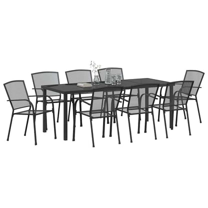 Tuin Eettafelset 9 Pcs Antraciet Gepoedercoat Staal 8-persoons