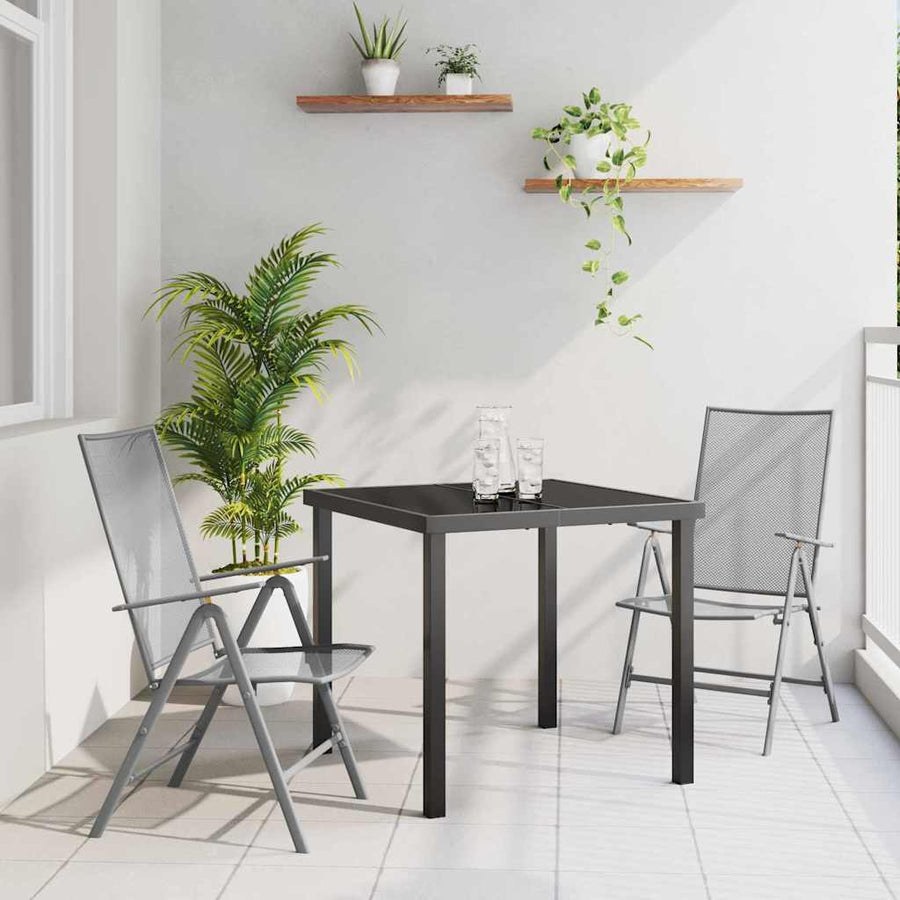 Tuin eettafelset 3 pcs Antraciet Gepoedercoat staal