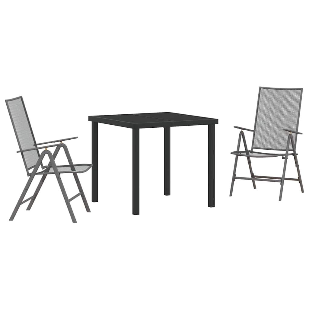 Tuin eettafelset 3 pcs Antraciet Gepoedercoat staal