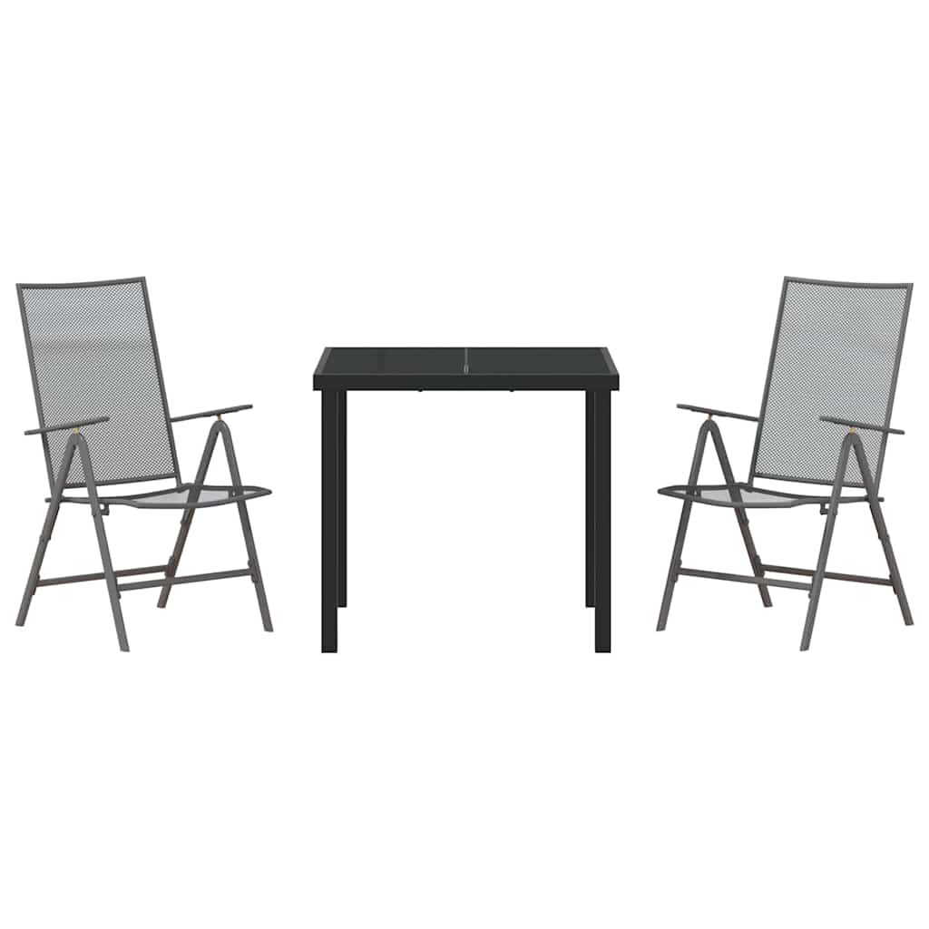Tuin eettafelset 3 pcs Antraciet Gepoedercoat staal