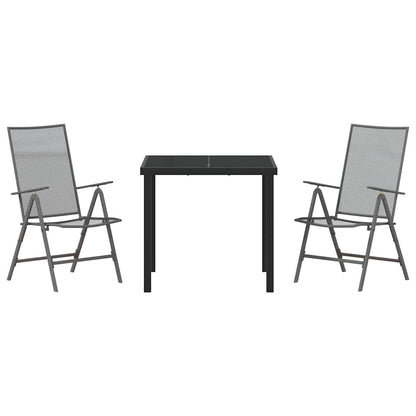 Tuin eettafelset 3 pcs Antraciet Gepoedercoat staal