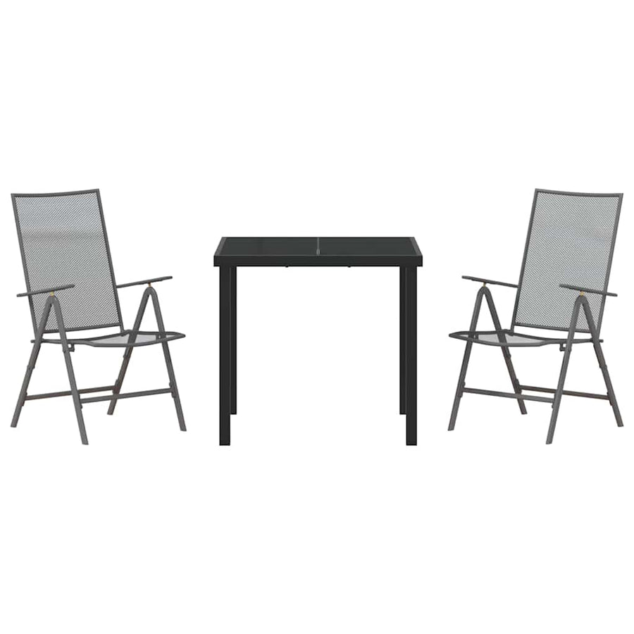 Tuin eettafelset 3 pcs Antraciet Gepoedercoat staal