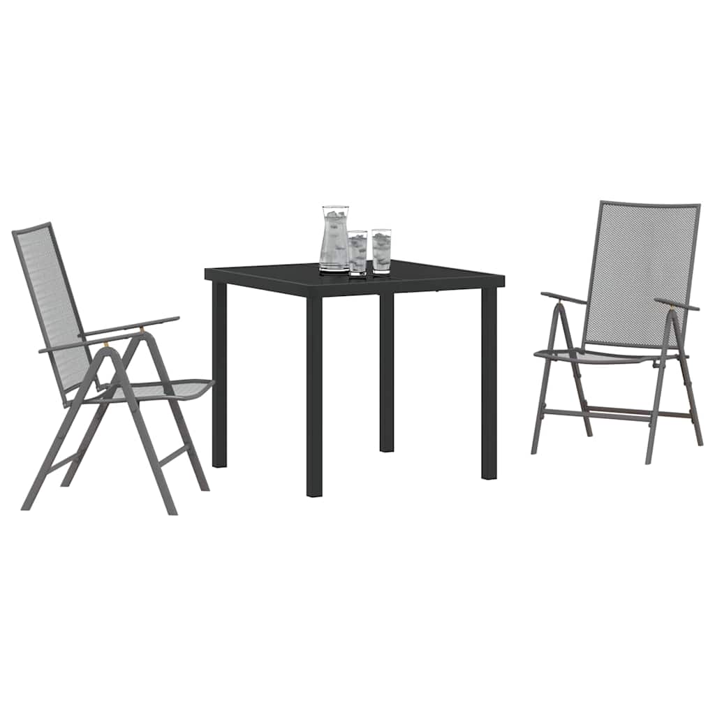 Tuin eettafelset 3 pcs Antraciet Gepoedercoat staal
