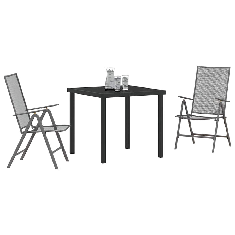 Tuin eettafelset 3 pcs Antraciet Gepoedercoat staal