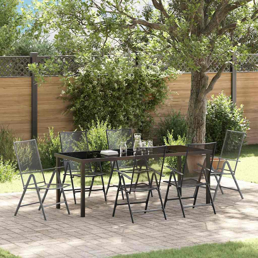 Tuin Eettafelset 7 Pcs Antraciet Gepoedercoat Staal