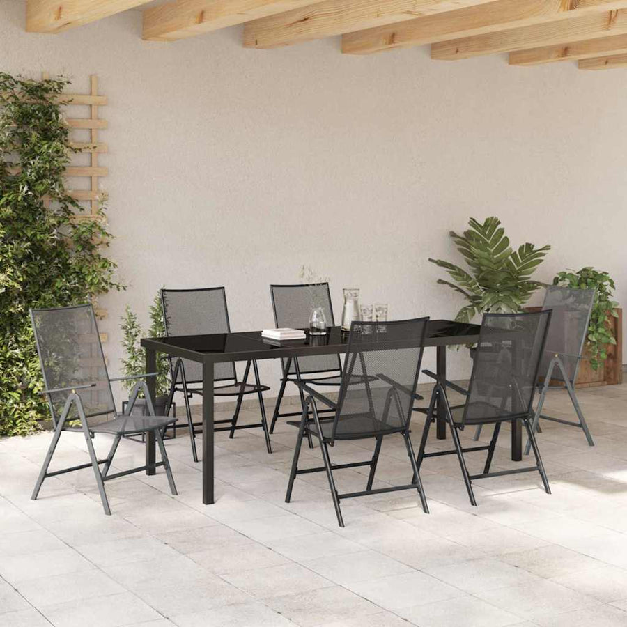 Tuin Eettafelset 7 Pcs Antraciet Gepoedercoat Staal