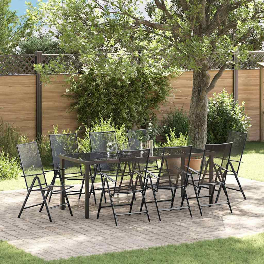Tuin Eettafelset 9 Pcs Antraciet Gepoedercoat Staal