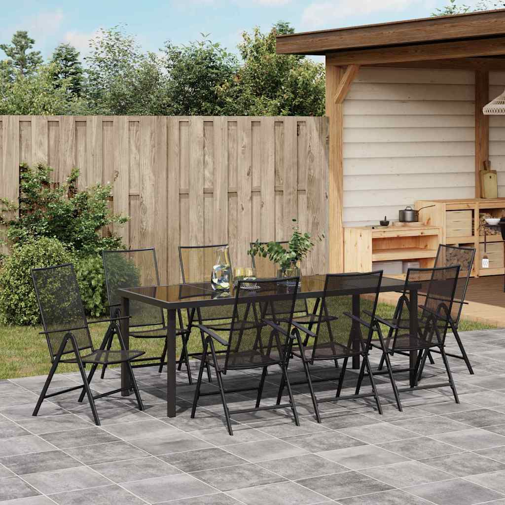 Tuin Eettafelset 9 Pcs Antraciet Gepoedercoat Staal