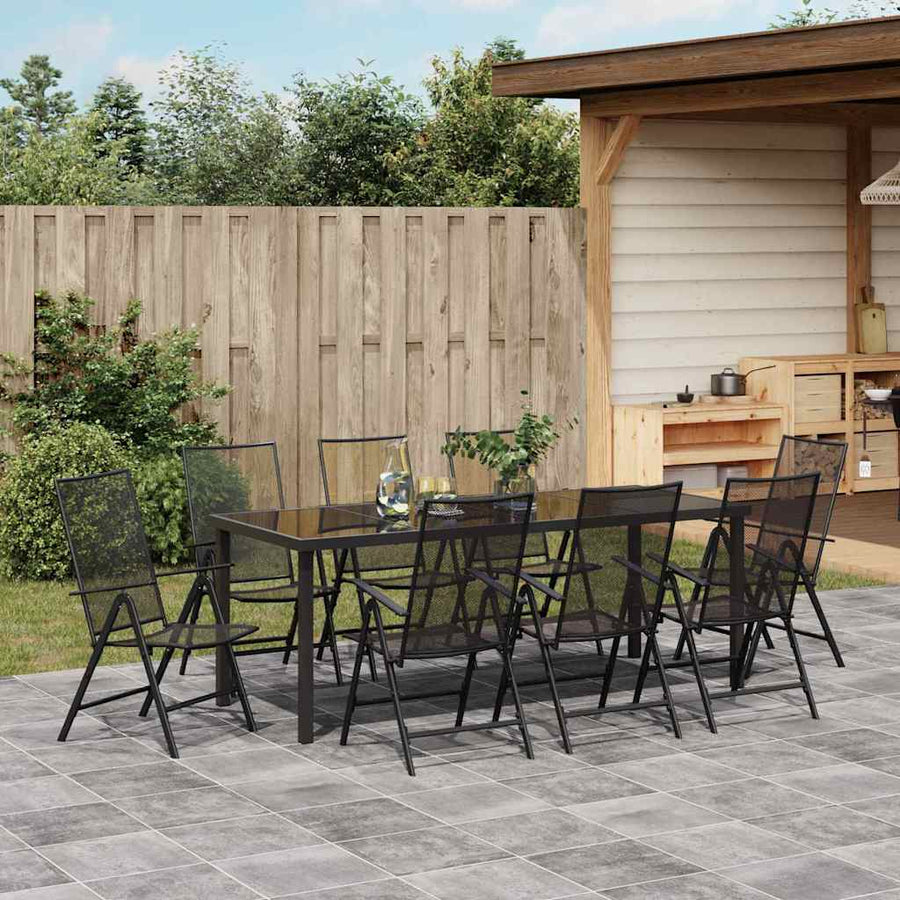Tuin Eettafelset 9 Pcs Antraciet Gepoedercoat Staal