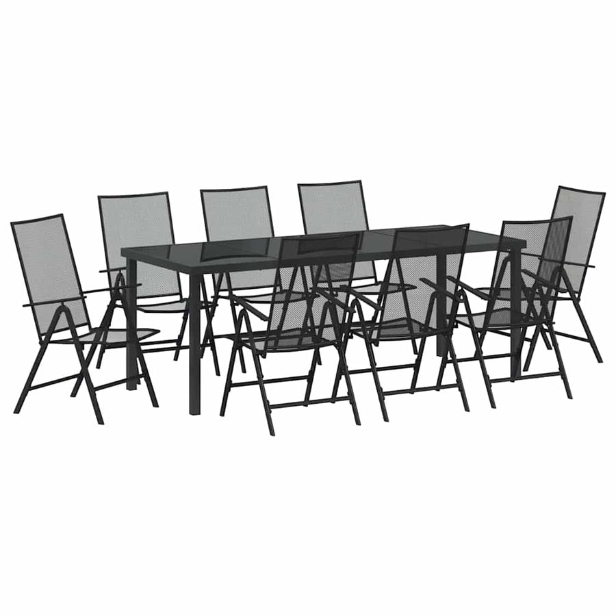 Tuin Eettafelset 9 Pcs Antraciet Gepoedercoat Staal