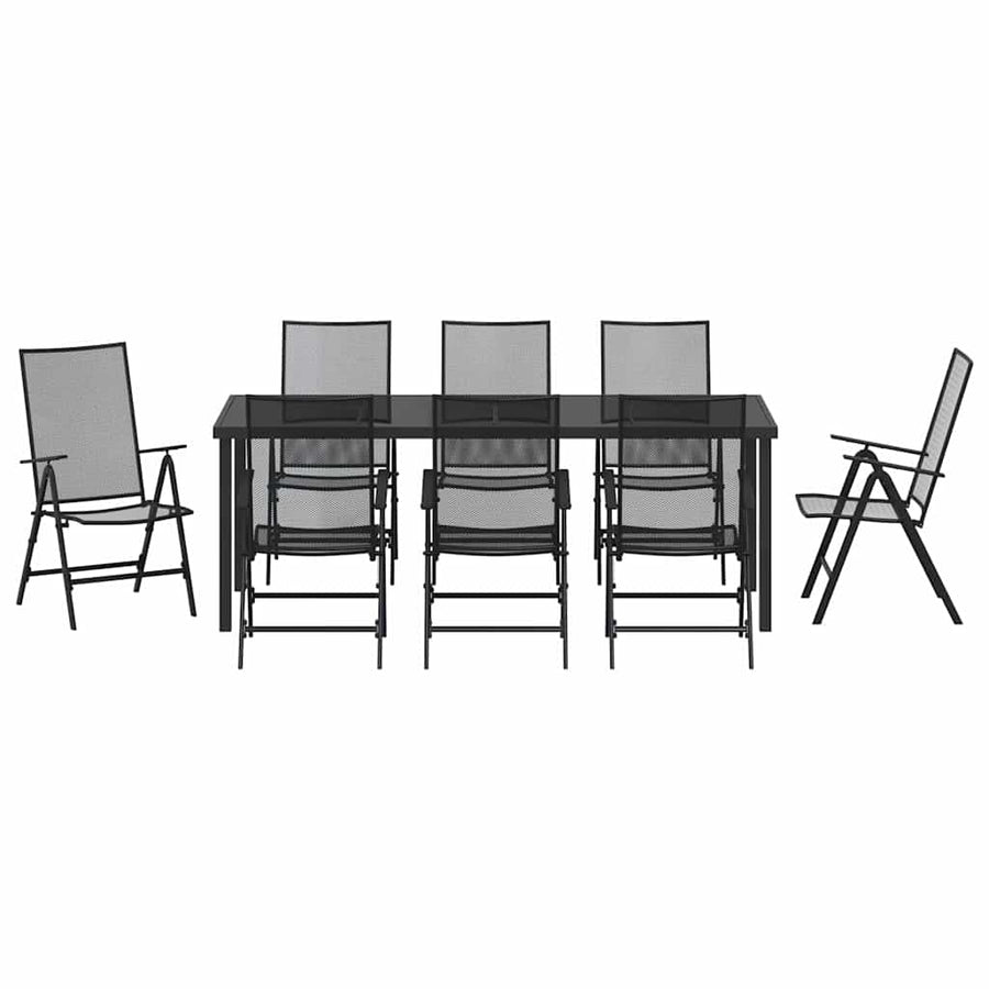 Tuin Eettafelset 9 Pcs Antraciet Gepoedercoat Staal