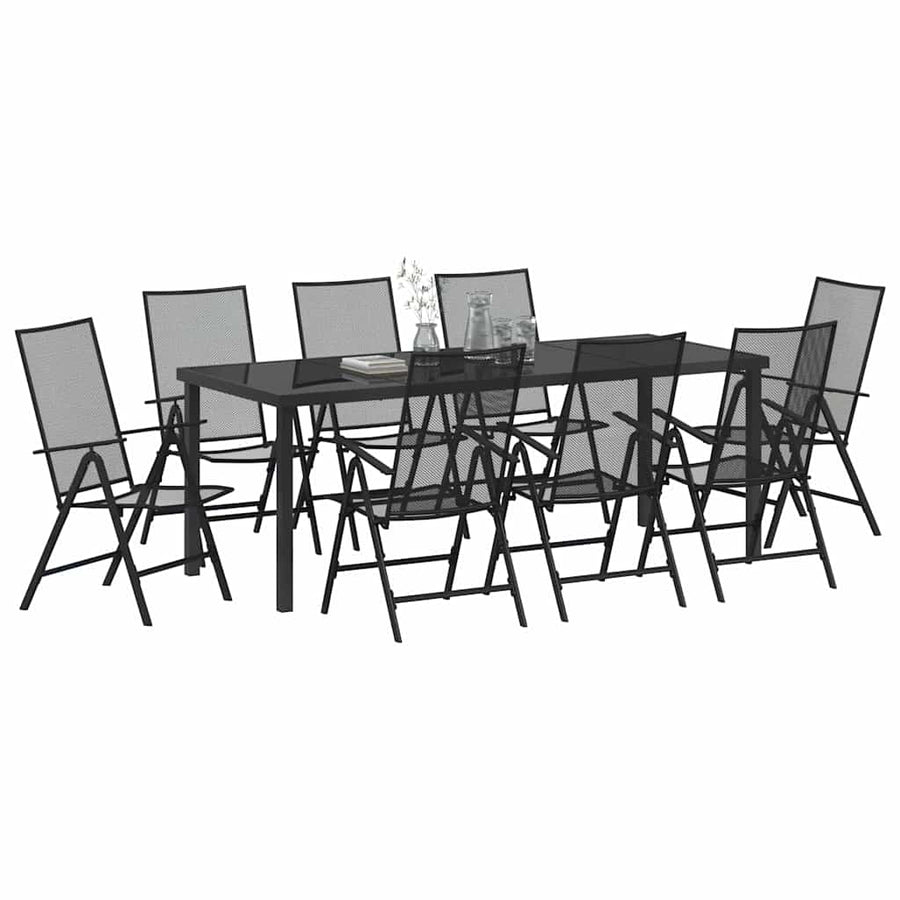 Tuin Eettafelset 9 Pcs Antraciet Gepoedercoat Staal