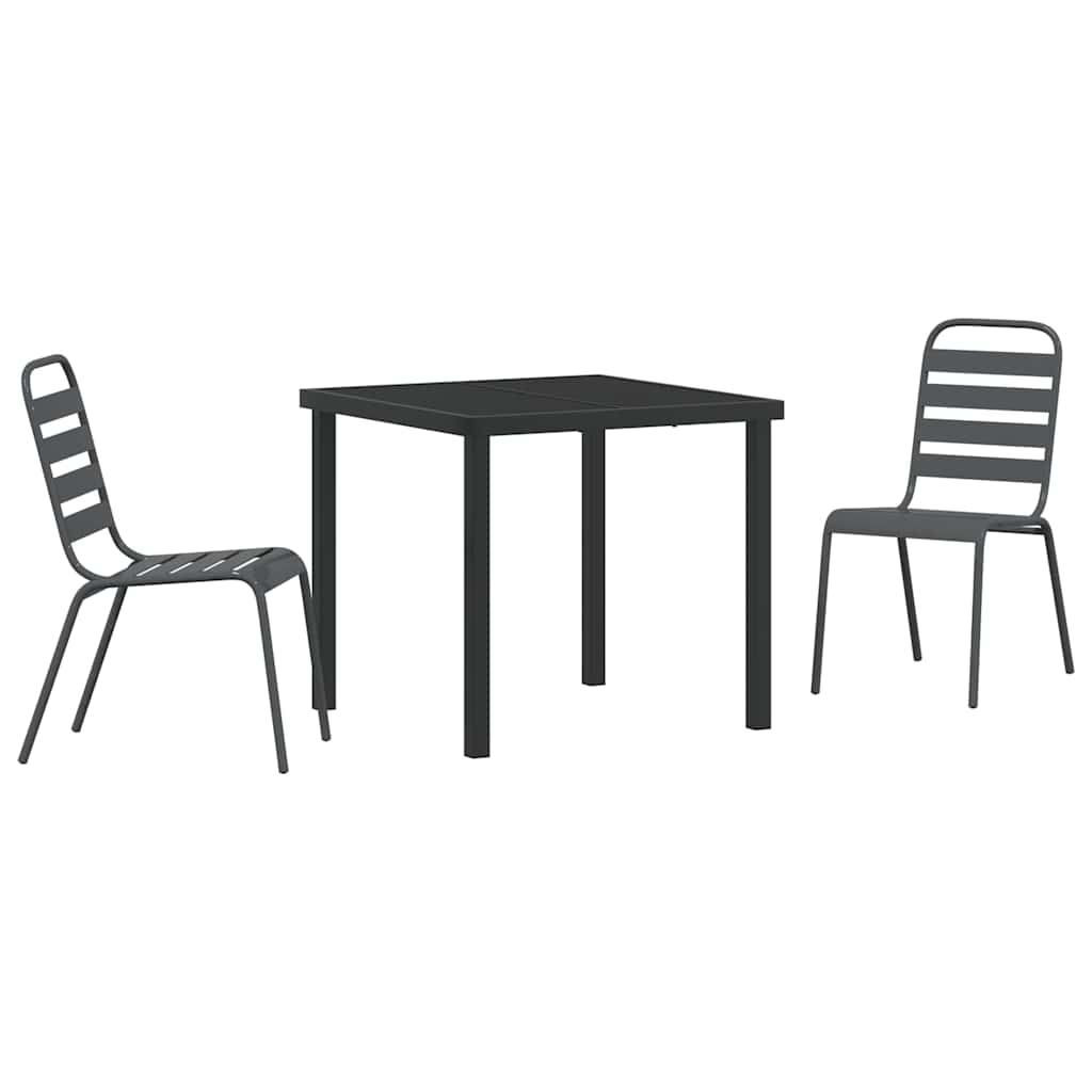 Tuin eettafelset 3 pcs Antraciet Gepoedercoat staal