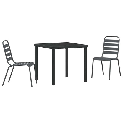 Tuin eettafelset 3 pcs Antraciet Gepoedercoat staal