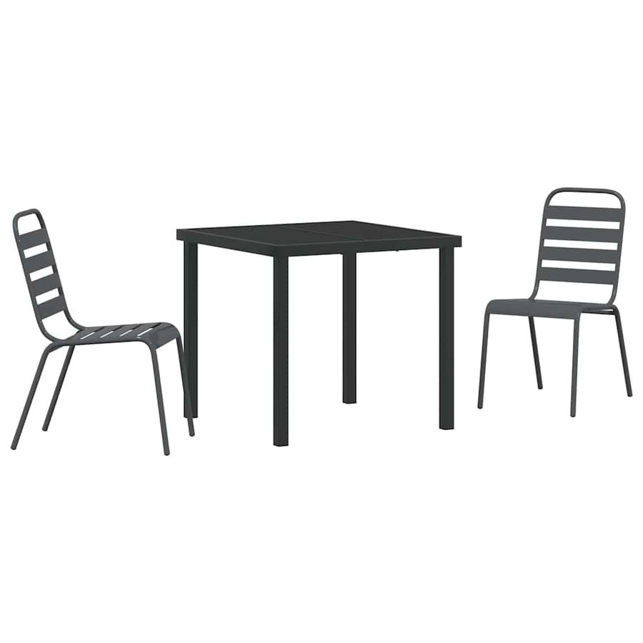 Tuin eettafelset 3 pcs Antraciet Gepoedercoat staal