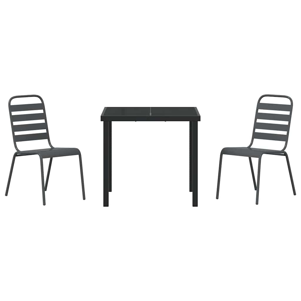 Tuin eettafelset 3 pcs Antraciet Gepoedercoat staal
