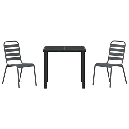 Tuin eettafelset 3 pcs Antraciet Gepoedercoat staal