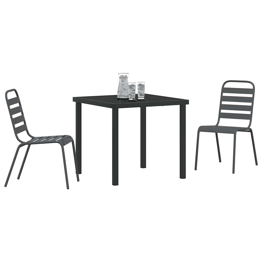 Tuin eettafelset 3 pcs Antraciet Gepoedercoat staal