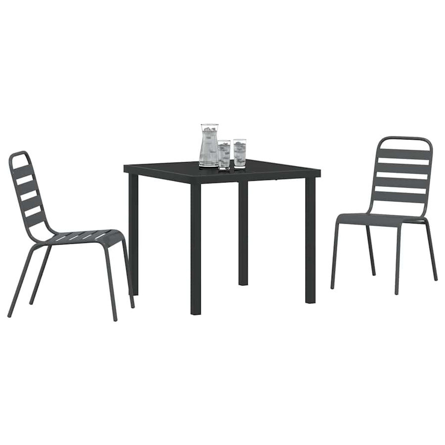 Tuin eettafelset 3 pcs Antraciet Gepoedercoat staal