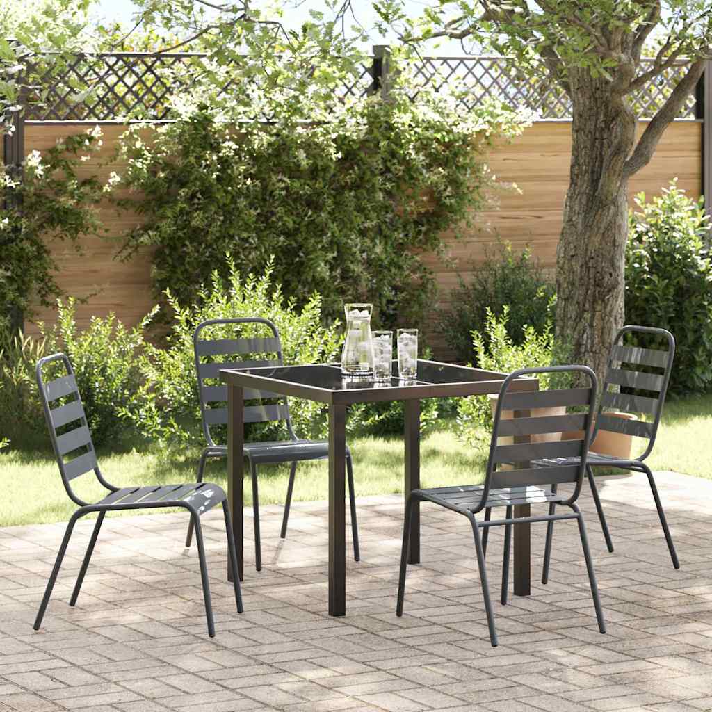 Tuin eettafelset 5 pcs Antraciet Gepoedercoat staal