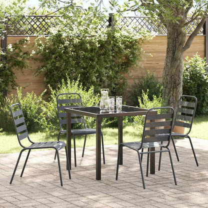 Tuin eettafelset 5 pcs Antraciet Gepoedercoat staal