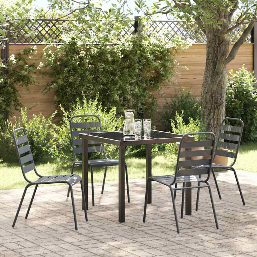 Tuin eettafelset 5 pcs Antraciet Gepoedercoat staal